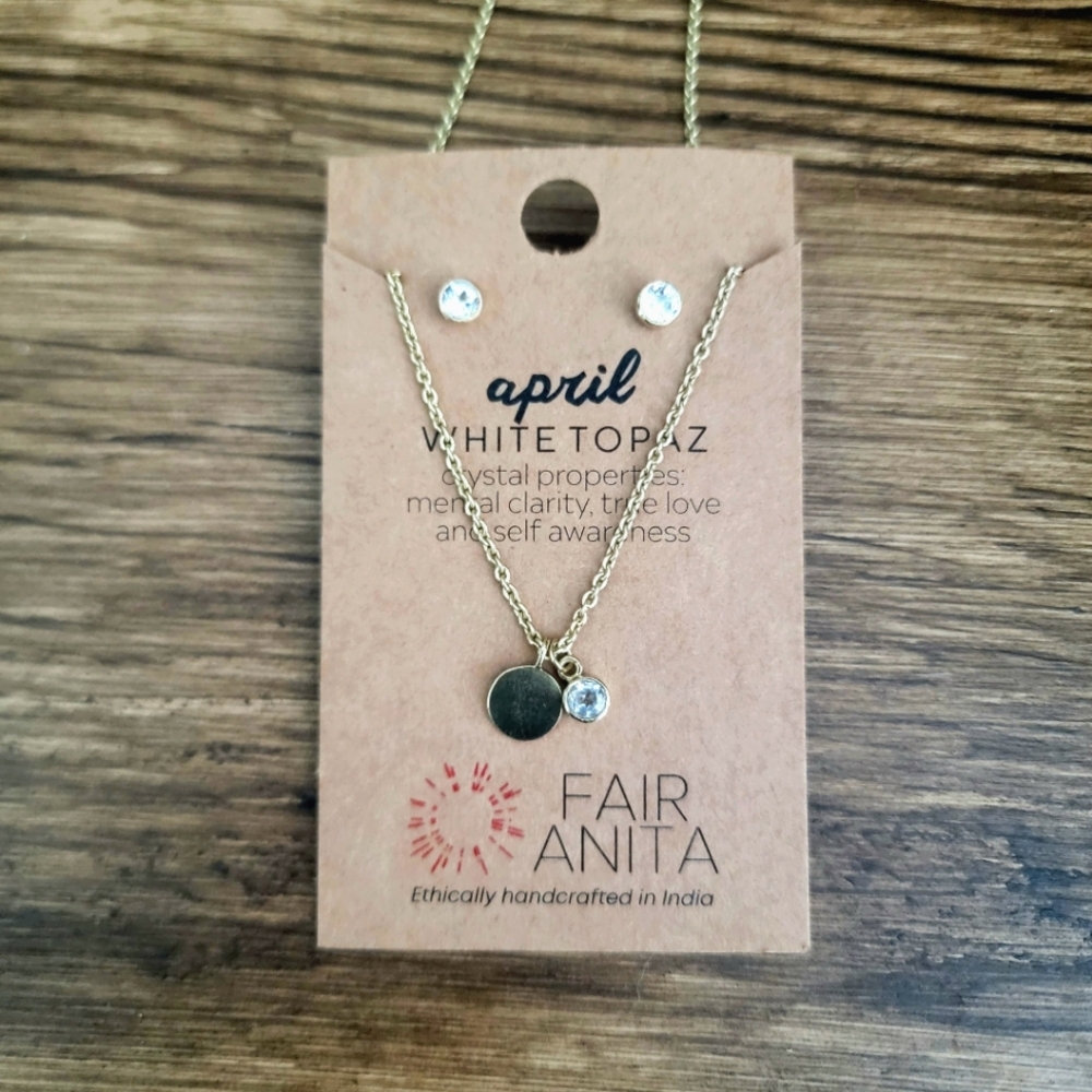 Necklace & Earings Set with White Topaz